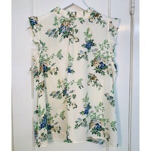 Ann Taylor Floral Flutter-Sleeve Sleeveless Top Ruffle Under Blazer / Size L